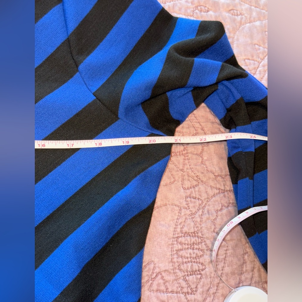 Eloquii Blue and Black Striped Long Sleeve Dress - Picture 3 of 15